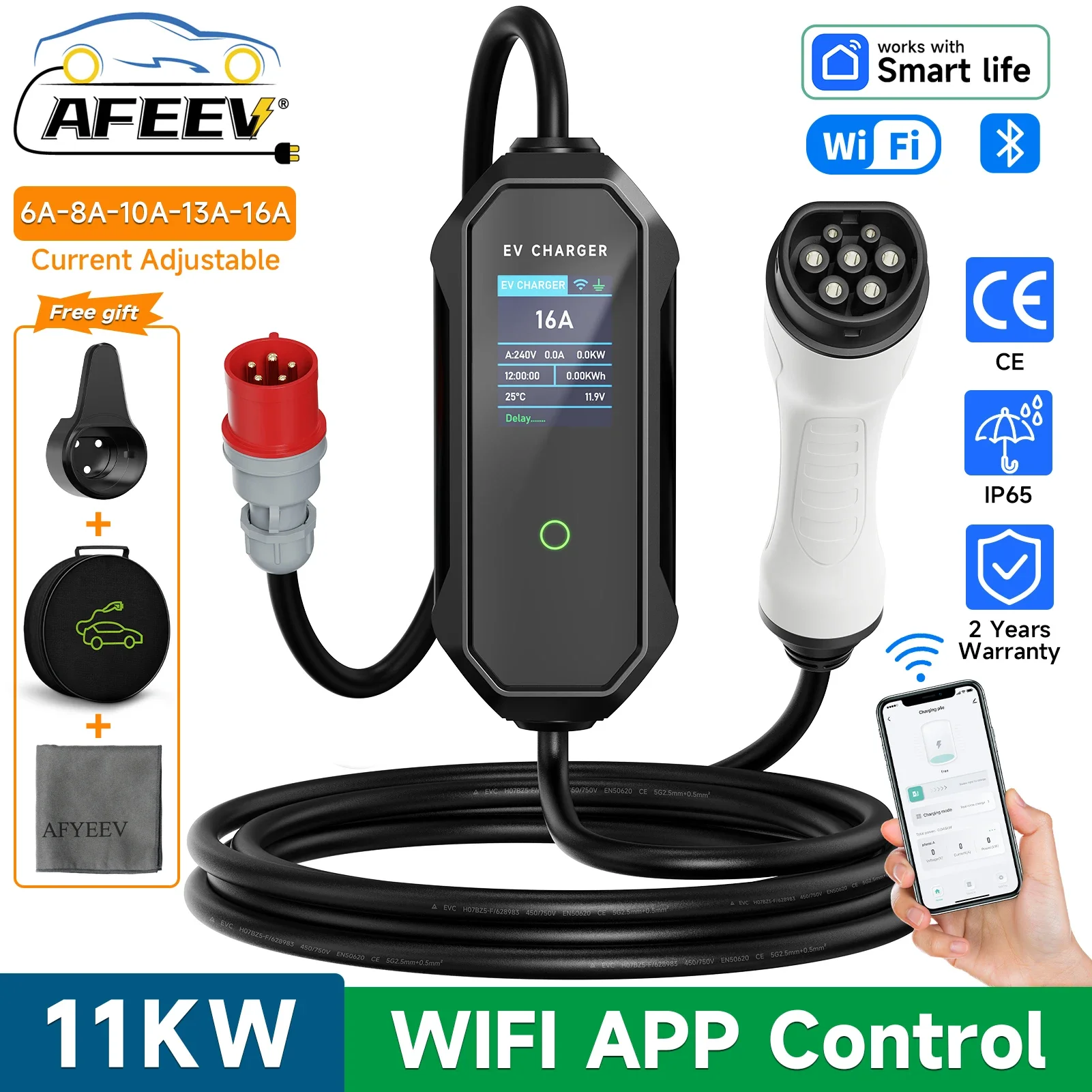 Carregador EV Tipo 2 AFEEV 11K - Type 2 Portable Ev Charger 11Kw Cee avaliação e preço